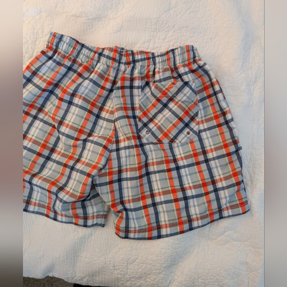 CALIDA Men's Plaid Swim Trunks Board Shorts Blue Orange Size Medium M / 50 - Picture 2 of 6